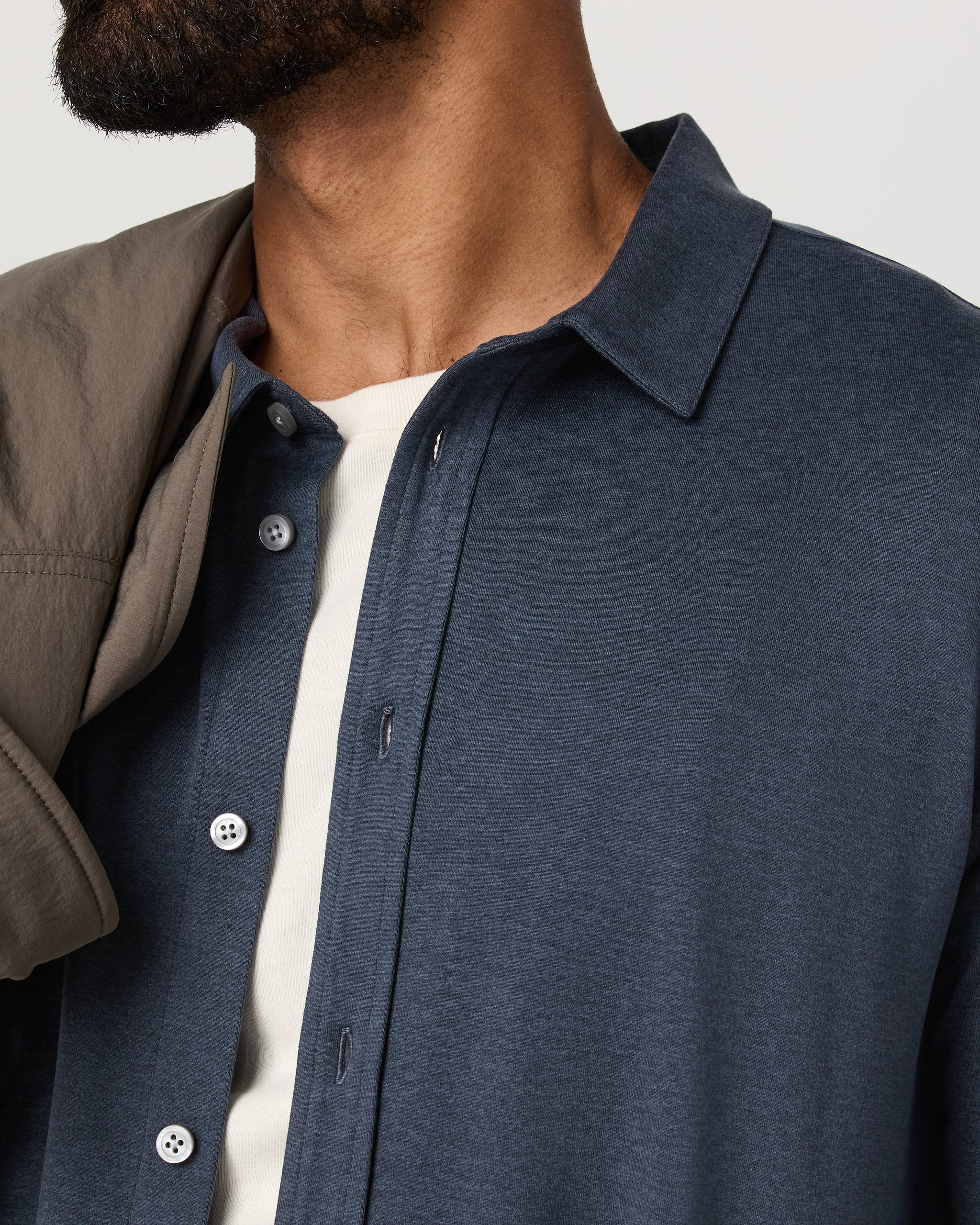 Men's Long Sleeve Ponto Button Down | Azure Heather | Vuori | Vuori Clothing (US & Canada)