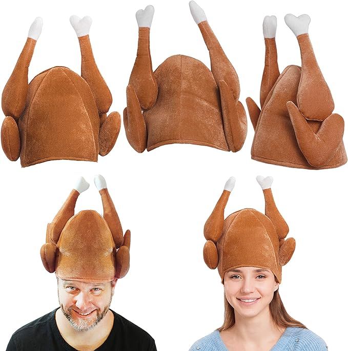 Amazon.com: Spooktacular Creations 3 Pack Plush Roasted Turkey Hats for Thanksgiving and Hallowee... | Amazon (US)