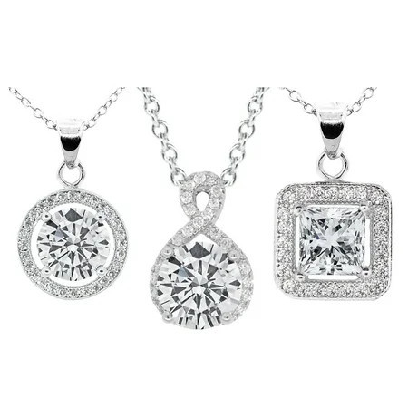 Cate & Chloe Pack of 3 - Blake Ivy & Alessandra 18k White Gold Plated Necklaces with Simulated Diamonds for Women | Walmart (US)