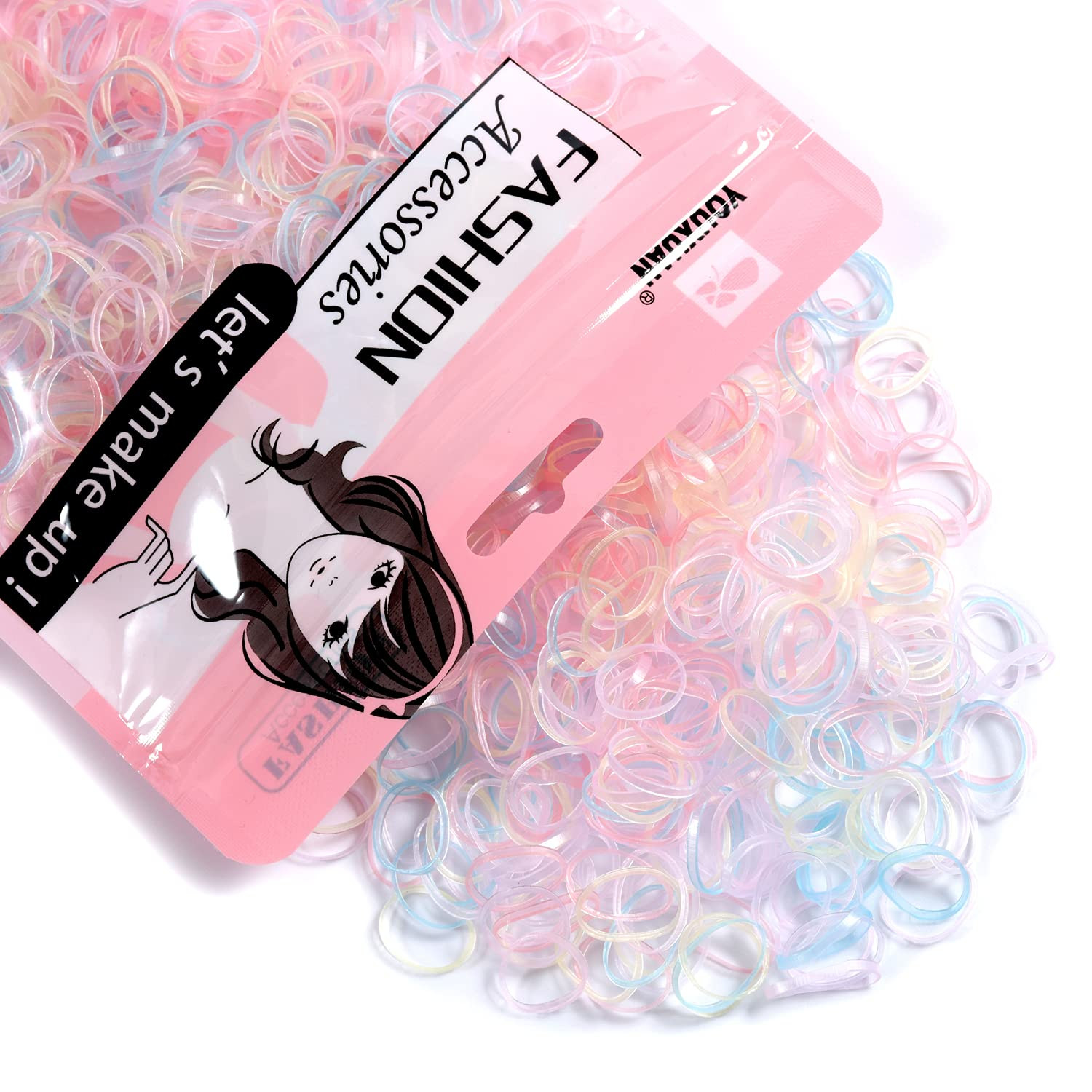 Mini Hair Elastics for Girls Transparent Rubber Bands, 1000 PCS, Multi Color | Amazon (US)