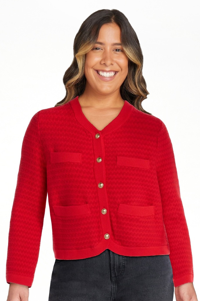 Free Assembly Women's Textured Cardigan Sweater with Double Welt Pockets, Midweight, Sizes XS-XXL | Walmart (US)
