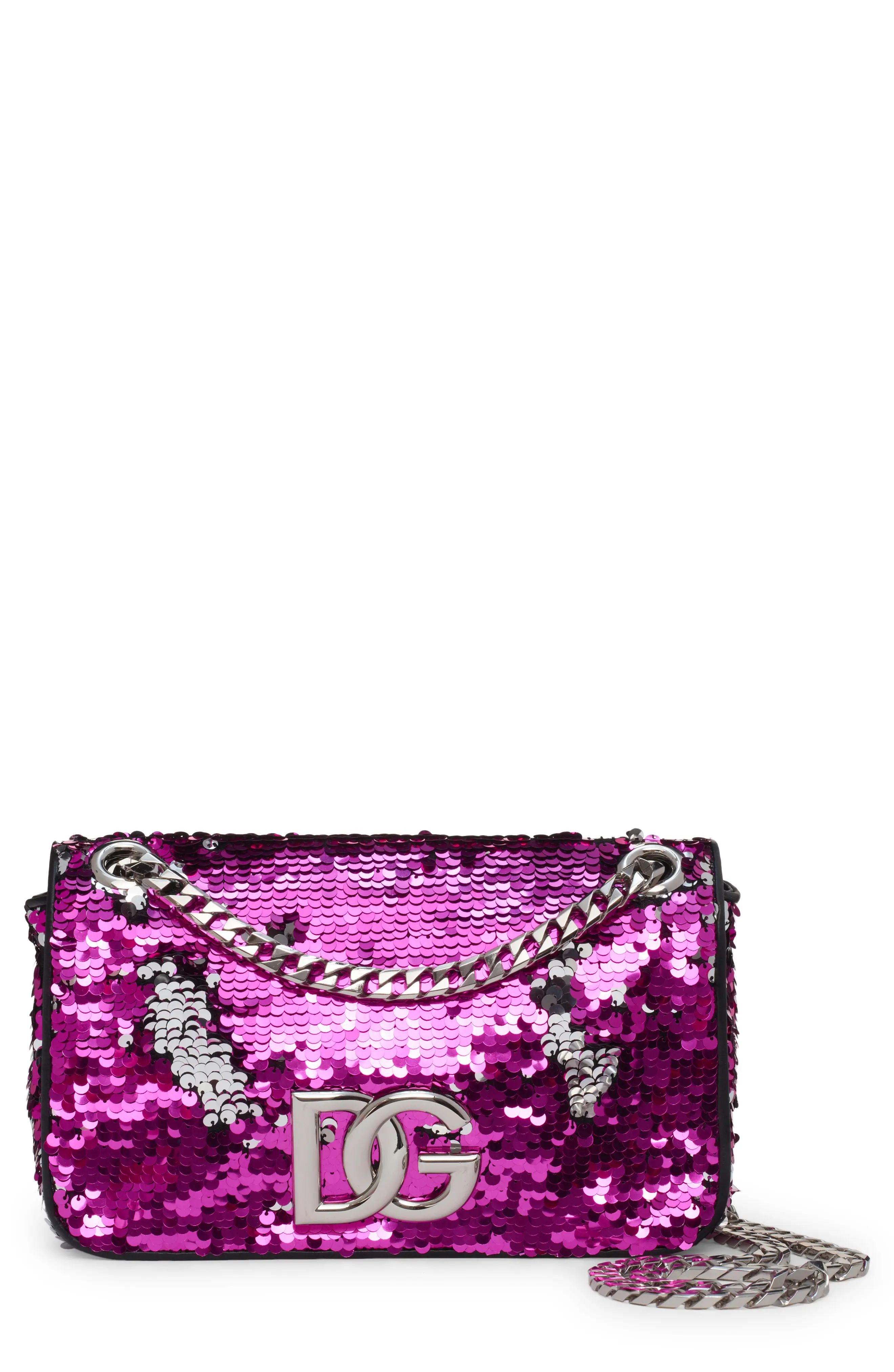 Dolce & Gabbana DG Girls 3.5 Sequin Shoulder Bag in Fuxia/Argento at Nordstrom | Nordstrom