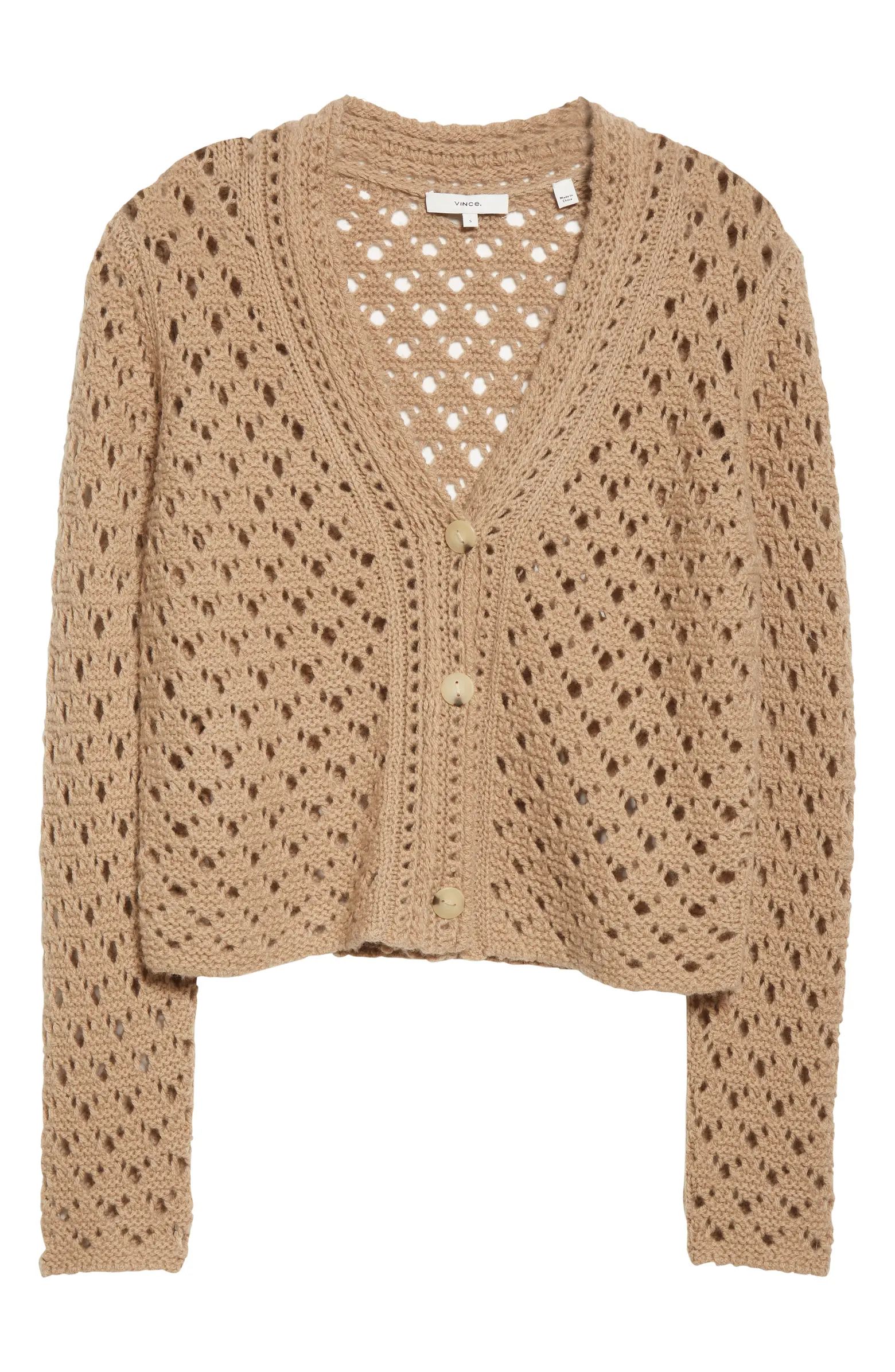 Vince Wool & Cashmere Crochet Cardigan | Nordstrom | Nordstrom