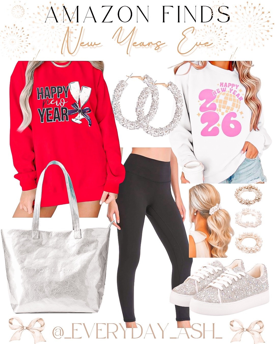 Amazon // NYE outfits 🎉

NYE graphic sweatshirt, leggings, sparkle earrings, tote bag, sparkle sneakers, scrunchie 

#LTKGiftGuide #LTKHoliday #LTKootd