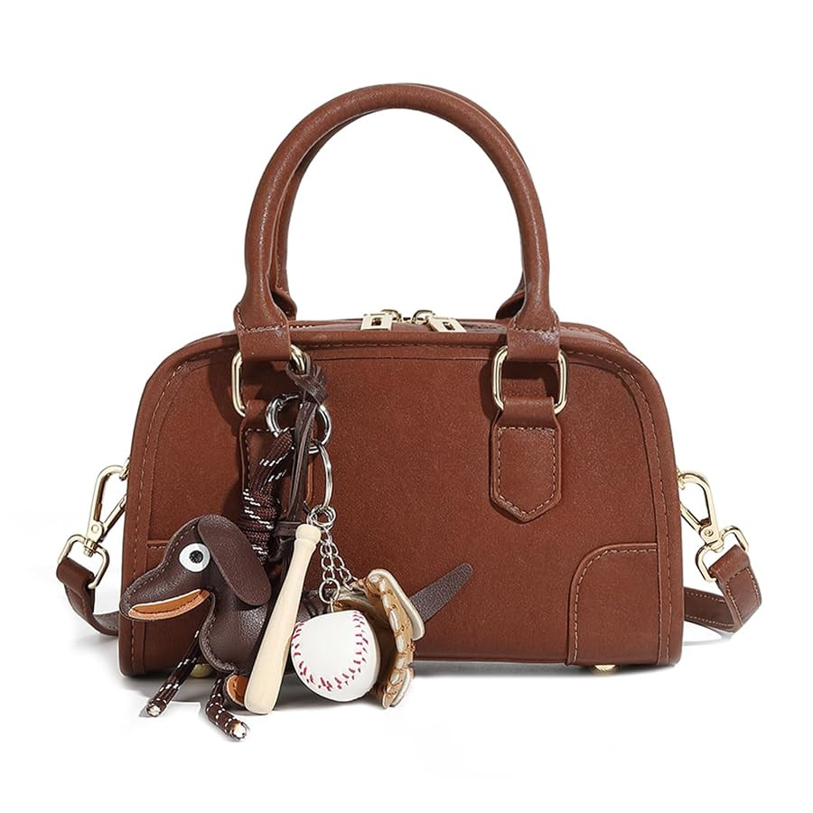 Mini Purses for Women, Leather Top Handle Crossbody Bags, Handbags Clutch with Cute Pendant and A... | Amazon (US)