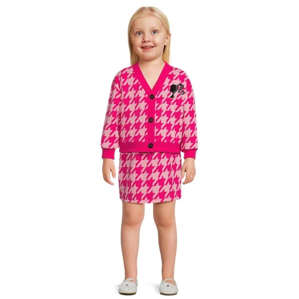 Barbie Toddler Girls Houndstooth Cardigan and Skirt Set, 2-Piece, Sizes 2T-5T | Walmart (US)