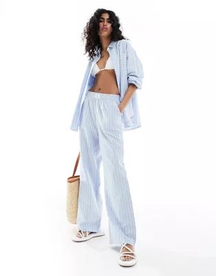 4th & Reckless delphi wide stripe beach trouser co-ord in blue and white | ASOS | ASOS (Global)