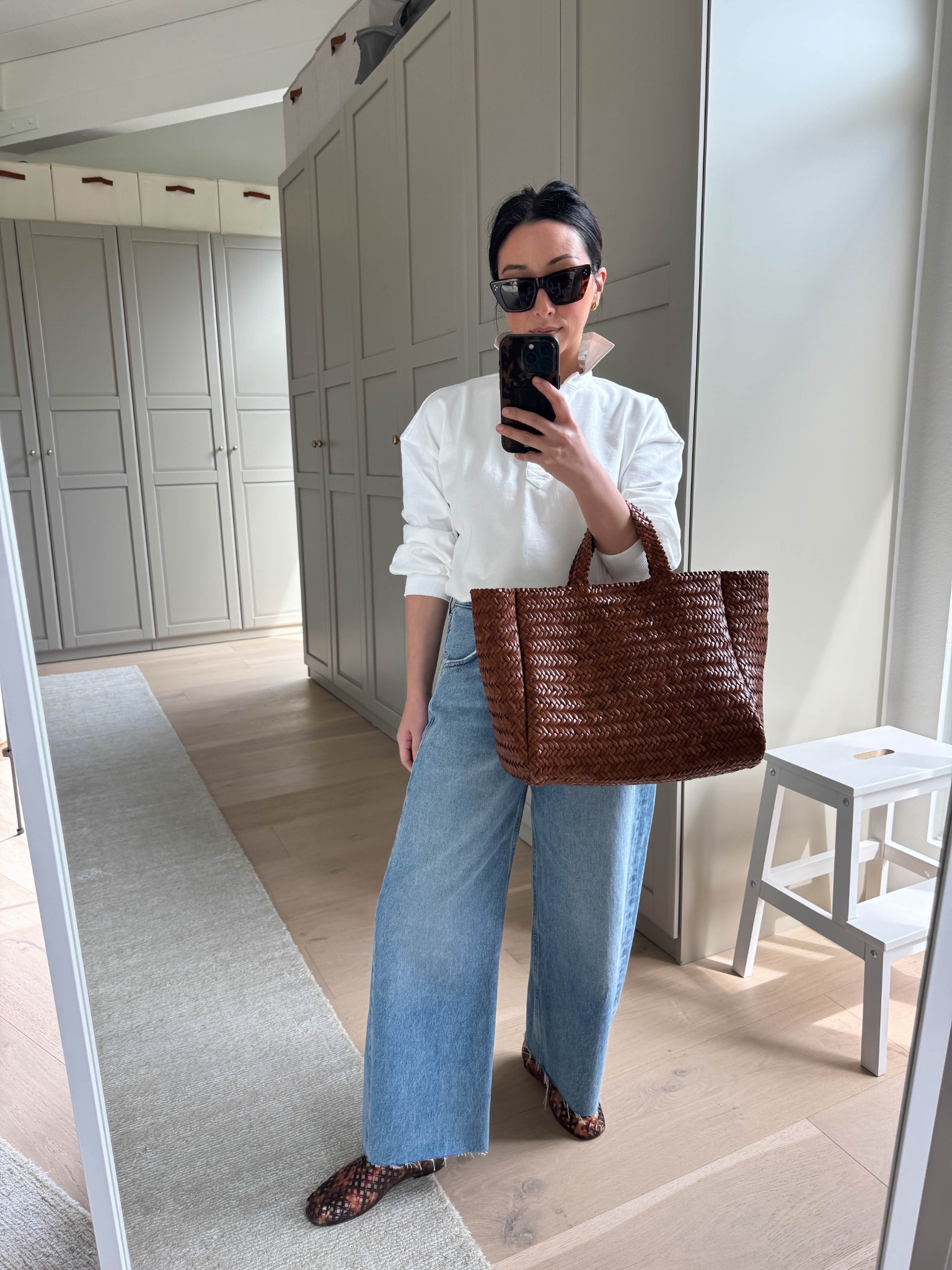 Spring outfit ideas. Love how a rugby shirt elevates a simple outfit. 

@Tuckernuck  polo small - thick 
Cotizens of humanity Ayla jeans 24 - size down 
Steve Madden Jelly flats 5 - run a little roomy. 
Marea tote - sold out, linked similar. 
Quince earrings
Celine sunglasses 
Dorsey James necklace 15”

Petite style, spring outfits 2026, 

#LTKootd #LTKPetite #LTKmomlife