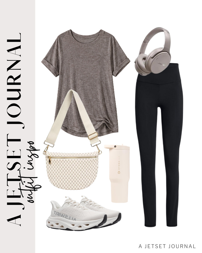 The Fiona bum bag and ALLSWIFIT walking shoes are perfect for this outfit that includes a brown crewneck tee and high-waisted leggings from SINOPHANT. Accessorize with Bose headphones and grab your HydroJug water bottle.

#LTKSeasonal #LTKSaleAlert #LTKTravel
 

 