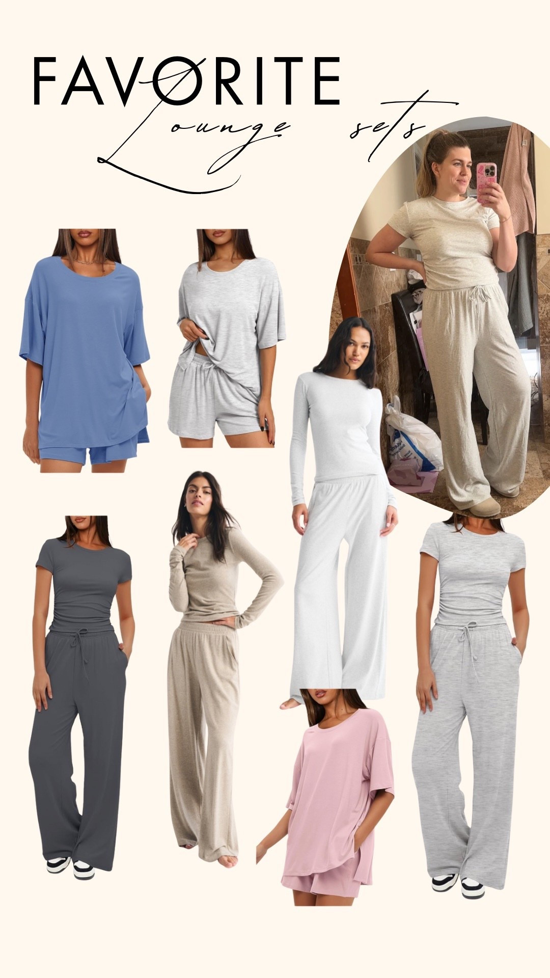 Loving these lounge sets! This has been my postpartum wardrobe. I live for a good matching set. 

Amazon lounge sets 
Abercrombie lounge sets