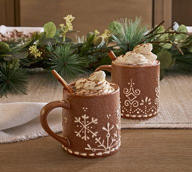 Gingerbread Stoneware Mugs - Set of 2 | Pottery Barn (US)
