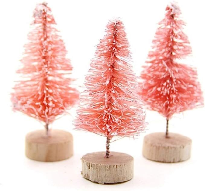 Yalulu 20Pcs Mini Sisal Fiber Snow Frost Trees Christmas Tree Small Pine Tree DIY Craft Tabletop ... | Amazon (US)