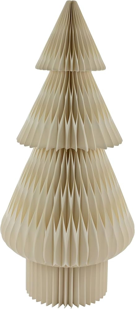 Tall Paper Accordion Honeycomb Foldable Christmas Tree - 4' - Cream | Amazon (US)