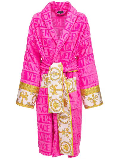 Versace - Barocco & robe bathrobe - Pink | Luisaviaroma | Luisaviaroma