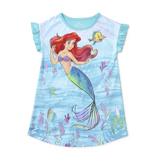 Little Mermaid Toddler Girls Short Sleeve Nightgown Pajamas | Walmart (US)