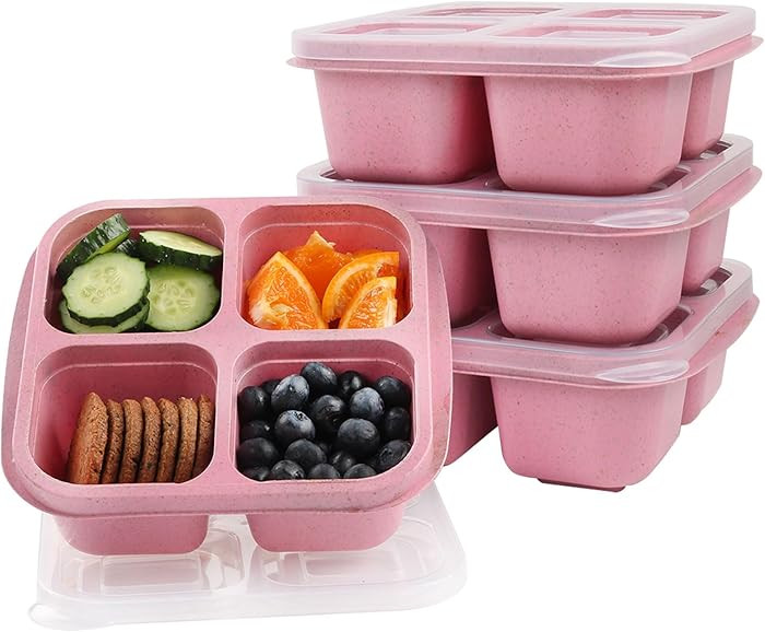 4 Pack Snack Containers, 4 Compartment Snackle Box Container, Reusable Meal Prep Lunchable Contai... | Amazon (US)