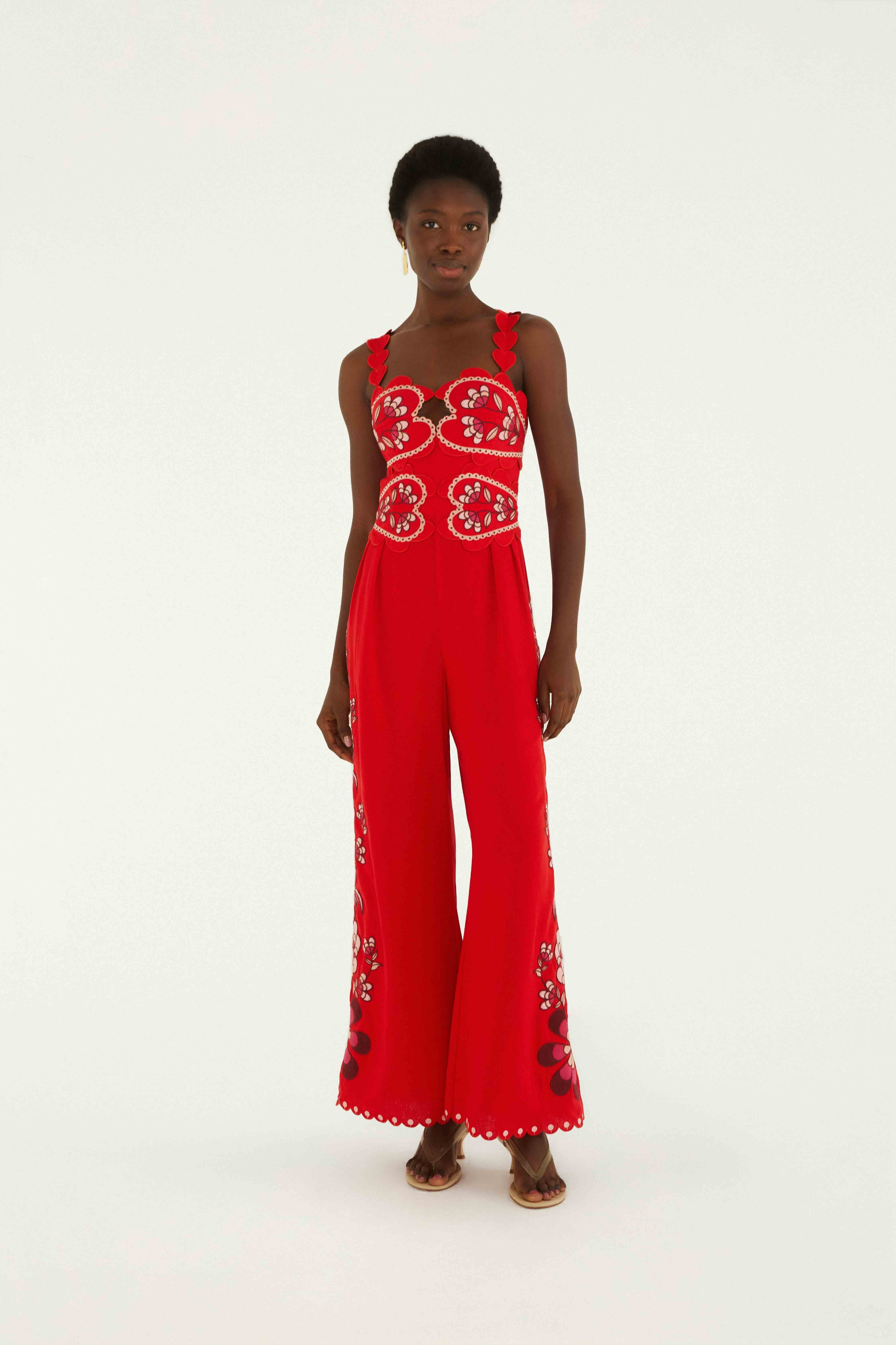 Pink Lovely Pineapples Embroidered Lenzing Ecovero Euroflax Jumpsuit | FARM Rio | FarmRio (US)
