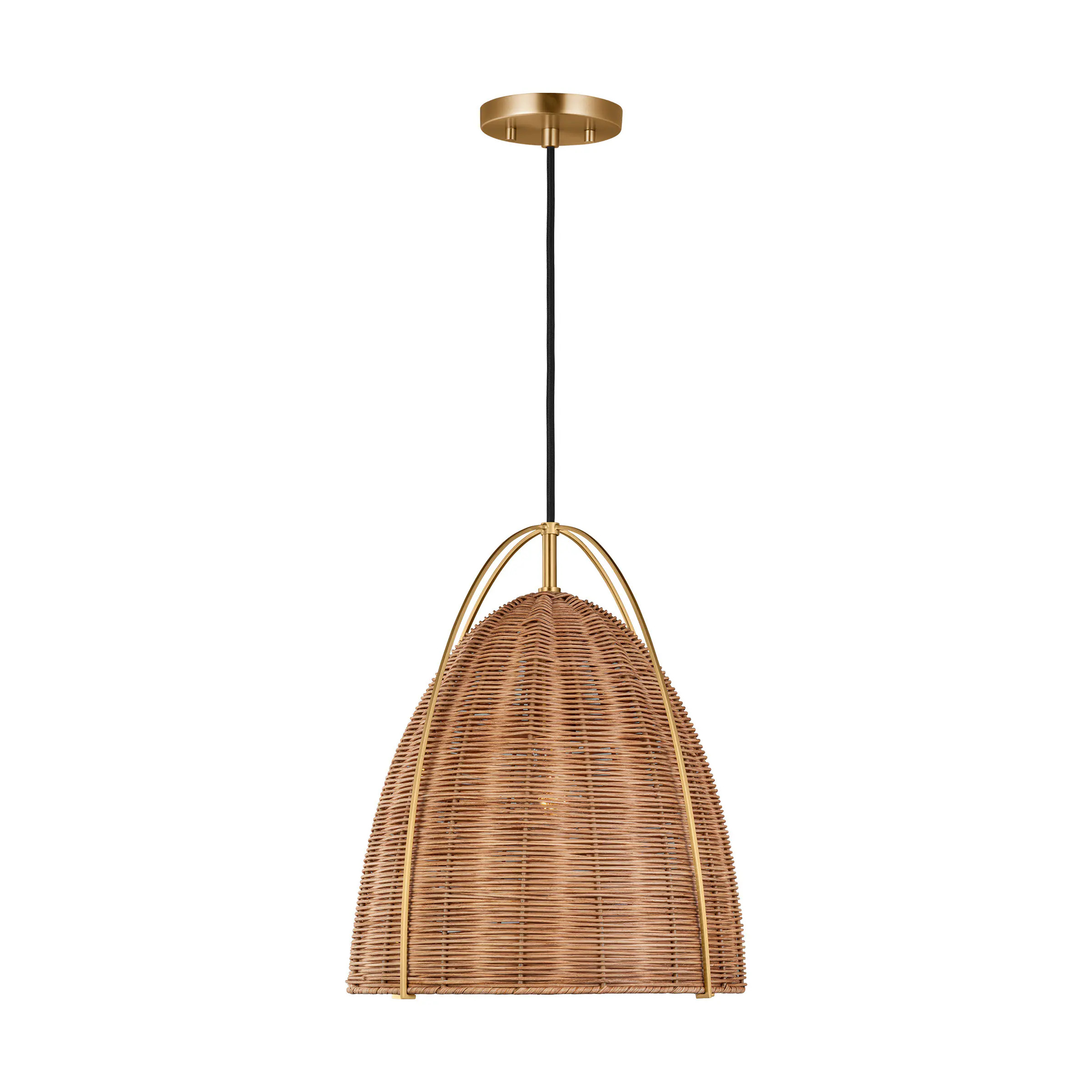 Generation Lighting Norman 1 -Light Burnished Brass Modern/contemporary Rattan Dome Medium Hanging Pendant Light | GLP1081BBS-BRTN | Lowe's