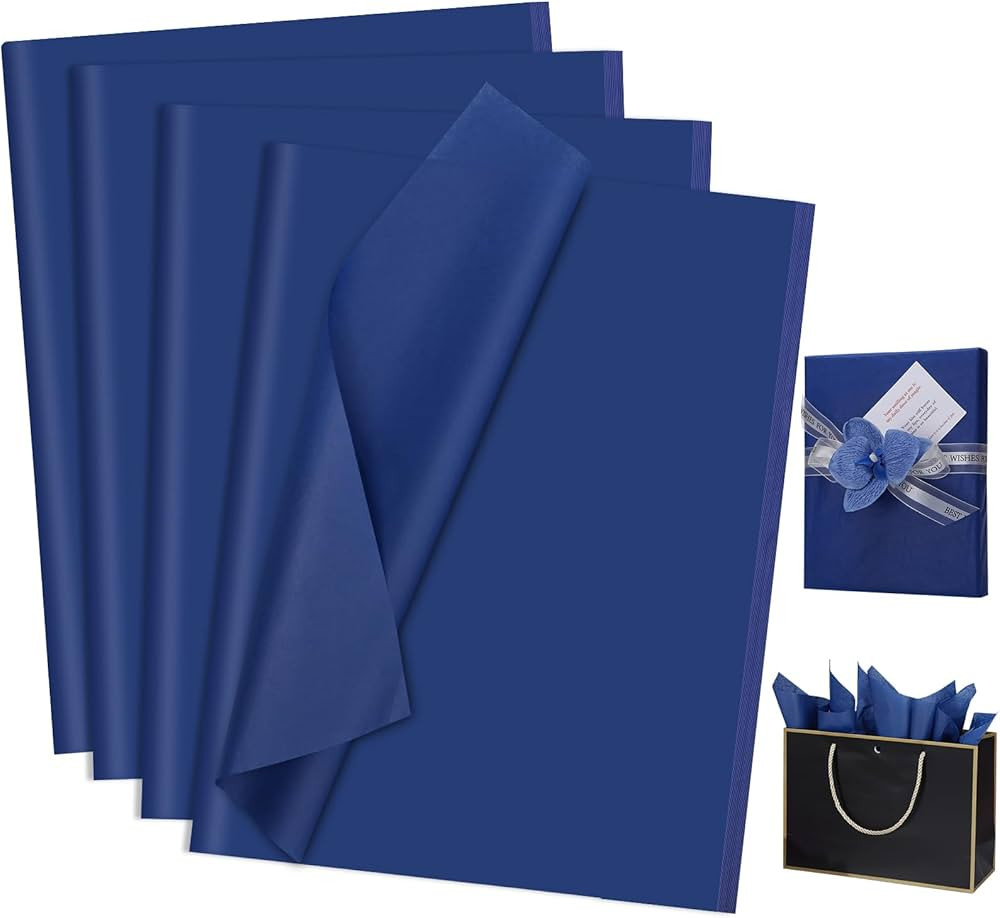 160 Sheets Blue Tissue Paper for Gift Bags 20 X 14 Inches Navy Wrapping Tissue Paper Bulk for DIY... | Amazon (US)