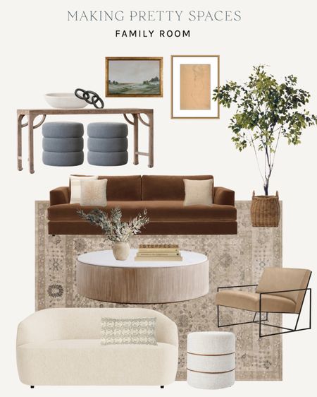 Shop my Monday mood board featuring my family room!
Living room, family, couch, sofa, chair, coffee table, faux tree, artwork, ottoman, McGee & Co, area rug, throw pillows, decor

#LTKstyletip #LTKsalealert #LTKfamily