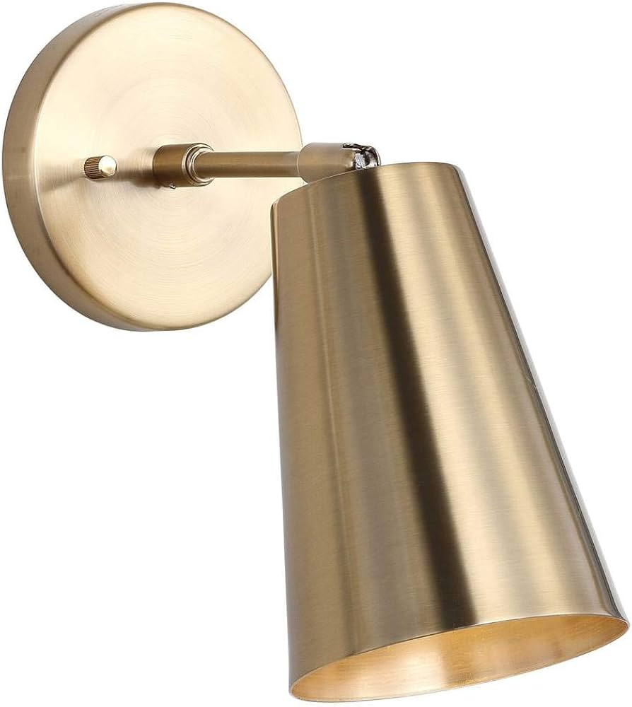 SAFAVIEH SCN4020A Lighting Leonardo Brass Gold Wall (LED Bulb Included) Sconce, White | Amazon (US)