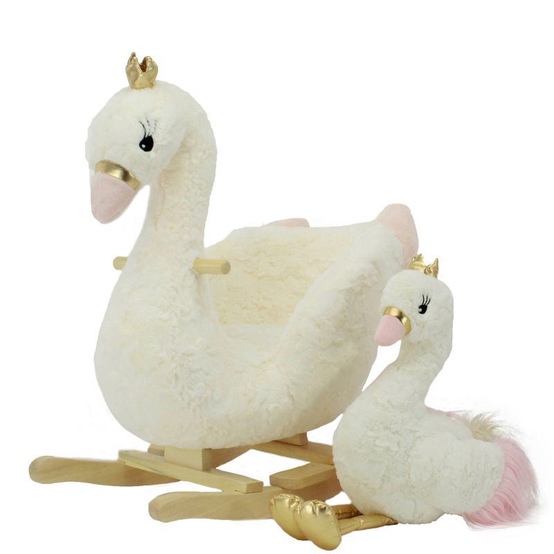 Soft Landing Darling Duos Swan Children's Rocker and Stuffed Animal bundle | Target