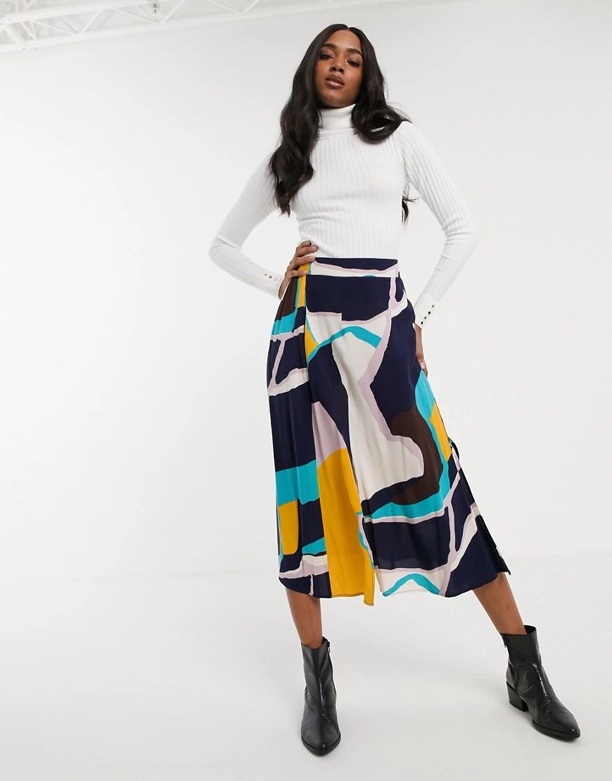 Y.A.S midi skirt in abstract print-Multi | ASOS (Global)