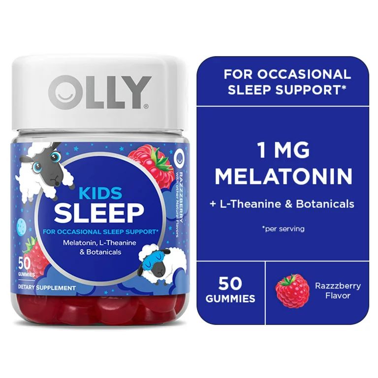 OLLY Kids Sleep Gummy Supplement, 0.5 Melatonin, L Theanine, Raspberry, 50 Ct | Walmart (US)