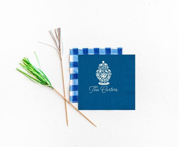 ginger jar napkins, personalized napkins, ginger jar gift idea, ginger jar decor, housewarming pa... | Etsy (US)