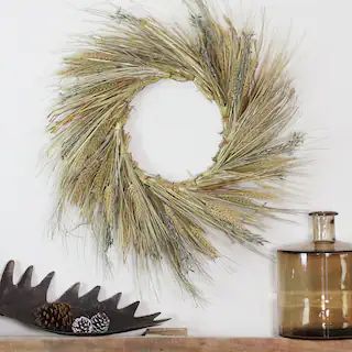 22" Unlit Autumn Harvest Wheat Grass & Grapevine Thanksgiving Fall Wreath | Michaels | Michaels Stores