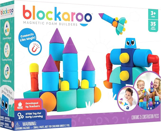 Blockaroo Magnetic Foam Building Blocks – STEM Preschool Toys for Children, Toddlers, Boys and ... | Amazon (US)