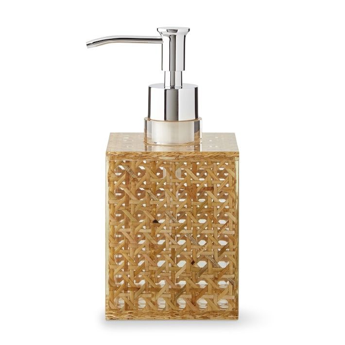 Rattan and Acrylic Bath Soap Dispenser | Williams-Sonoma