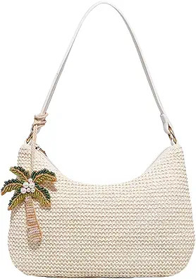 OYOANGLE Women's Textured Crochet Bags Boho Top Handle Underarm Bag Vacation Beach Purse with Pen... | Amazon (US)