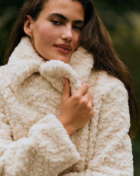 Faux Fur Button Front Coat | Express