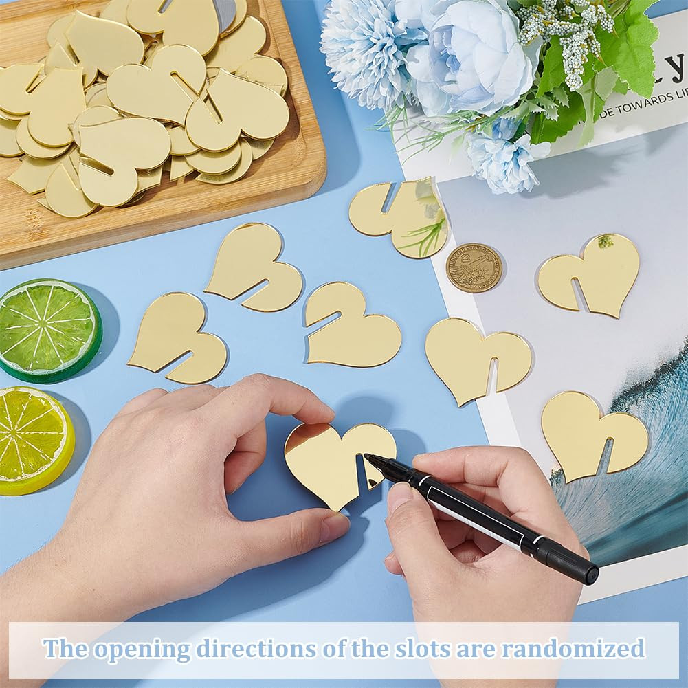 FINGERINSPIRE 40PCS Acrylic Drink Tags Heart Shape Party Drink Glass Tag Blank Acrylic Tags Golde... | Amazon (US)