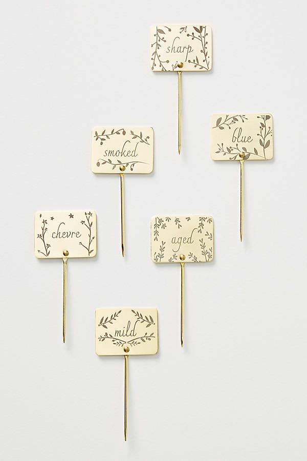 Herbiflora Cheese Markers, Set of 6 By Anthropologie in Gold Size SET OF 6 | Anthropologie (US)