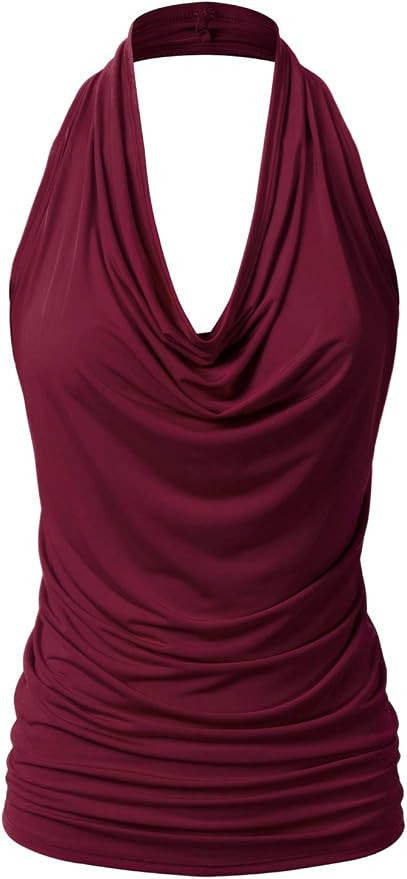 EIMIN Women's Casual Halter Neck Draped Front Sexy Open Back Tank Top (S-3XL) | Amazon (US)