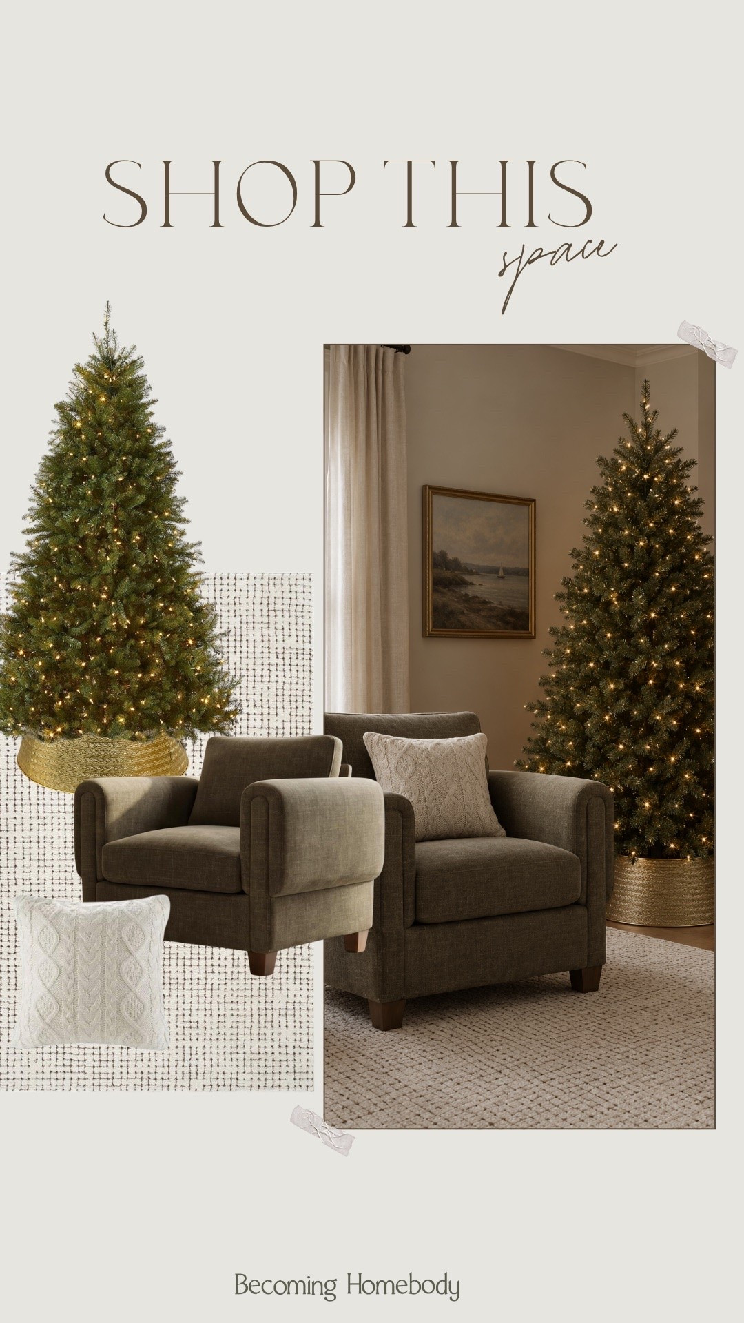 Amazon Christmas living room 🎄 loving this pretty green accent chair!

#LTKHome #LTKSeasonal