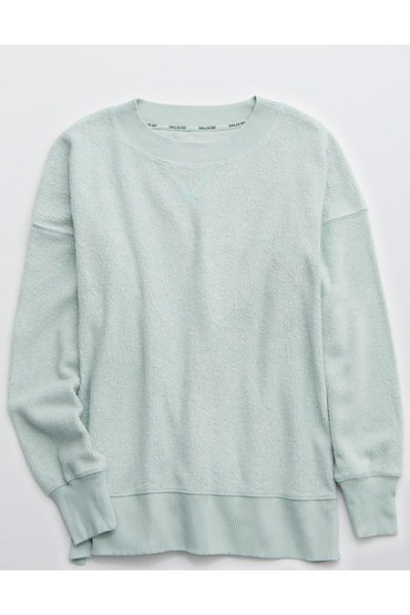 Aerie Cozy Good Vibes Oversized Sweatshirt Women's Dusty Sage S | American Eagle Outfitters (US & CA)