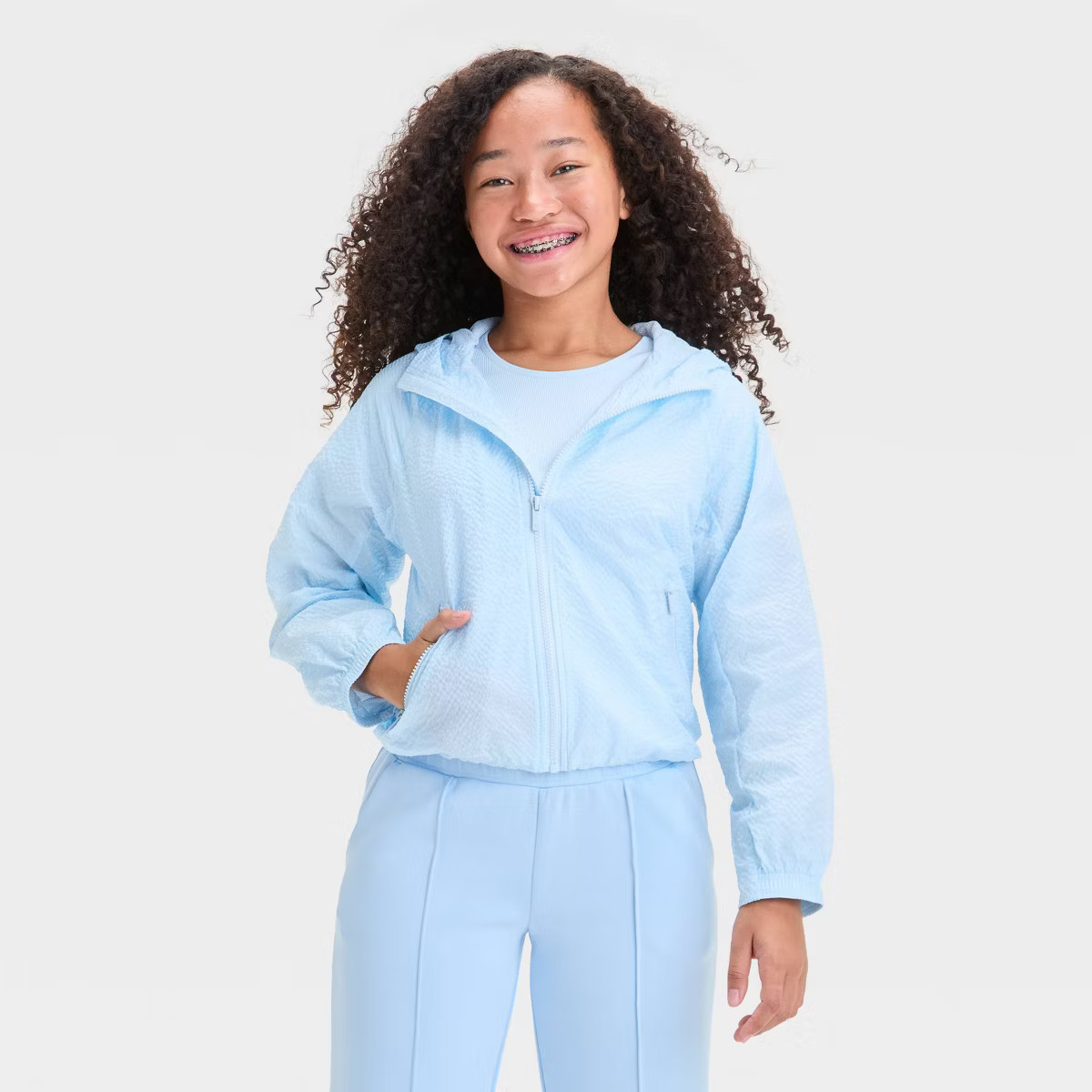 Girls' Woven Jacket - All In Motion™ Light Blue | Target
