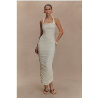 Camila Ruched Halter Midi Dress / Ivory | MESHKI | S | MESHKI US