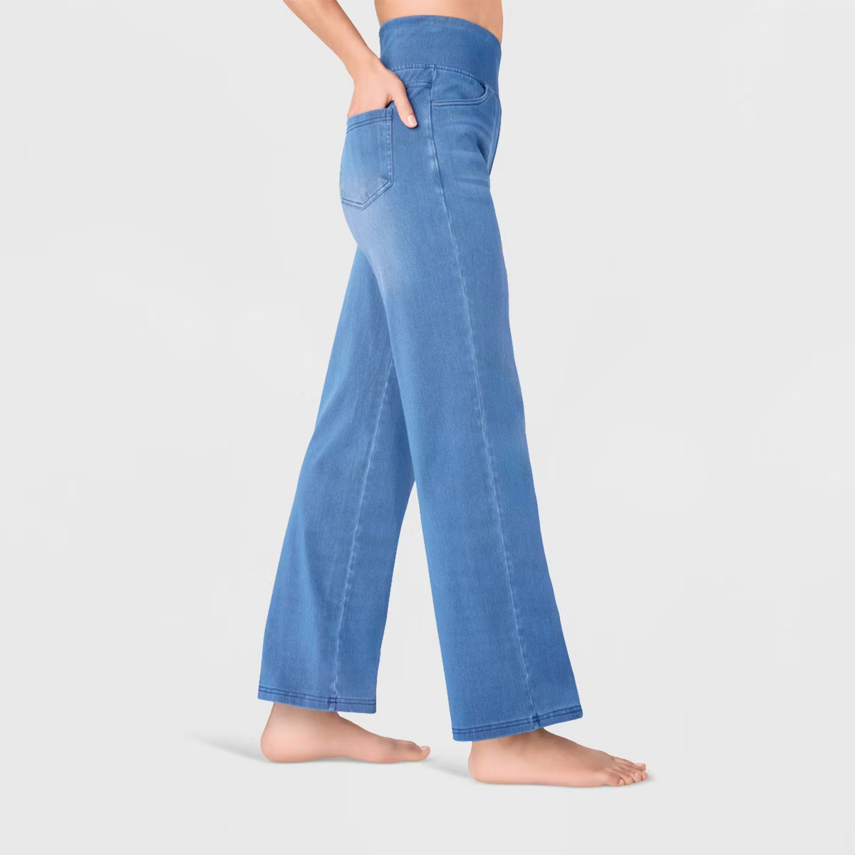 Women's High Waist Wide Leg Stretchy Knit Jeans with Front and Back Pockets - A New Day™ | Target