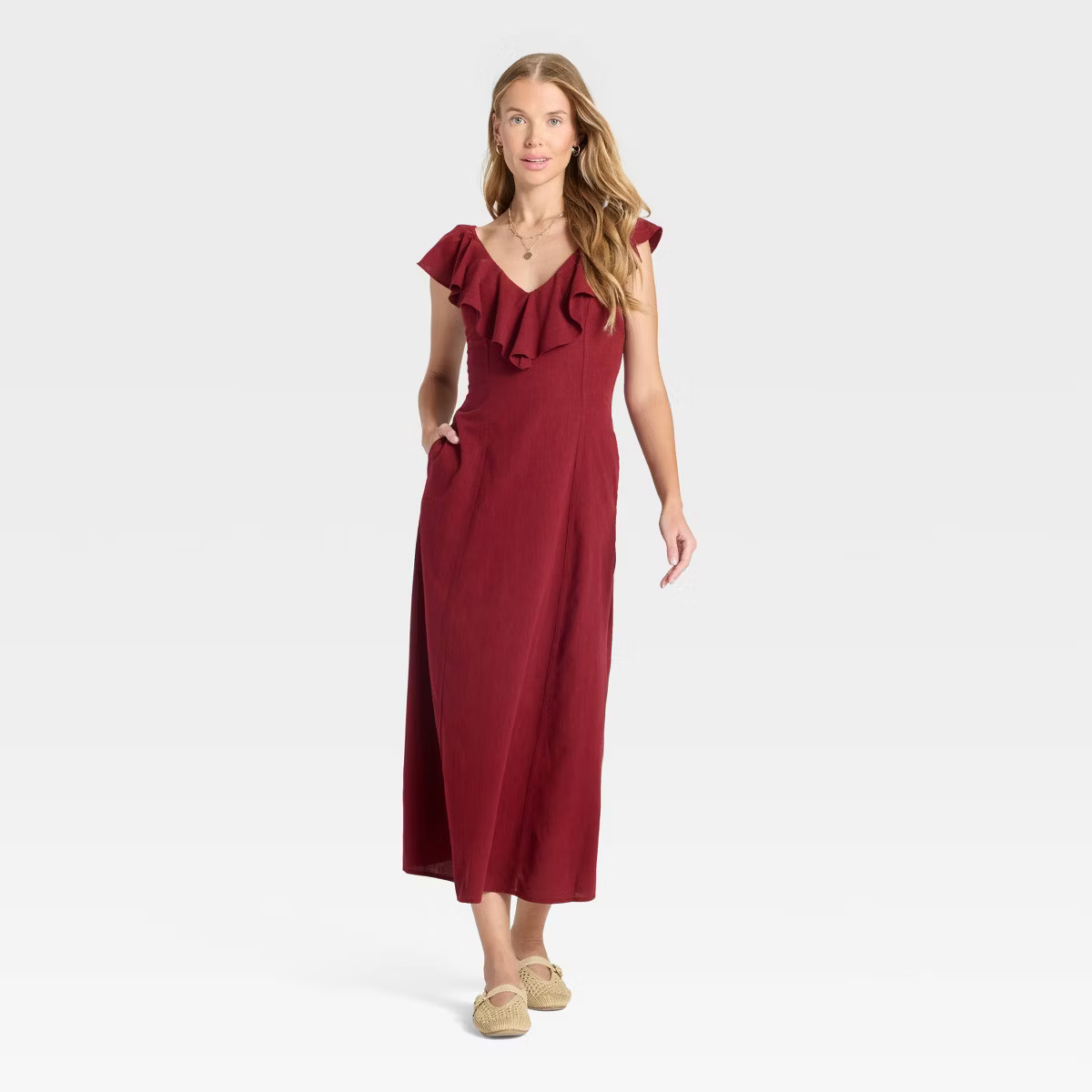 Women's Ruffle Sleeve Maxi A-Line Dress - Universal Thread™ | Target
