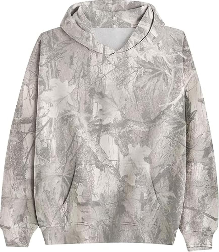 Women Oversized Fleece Camo Hoodies Maple Leaf Hooded Sweatshirt Casual Long Sleeve Fall Pullover... | Amazon (US)
