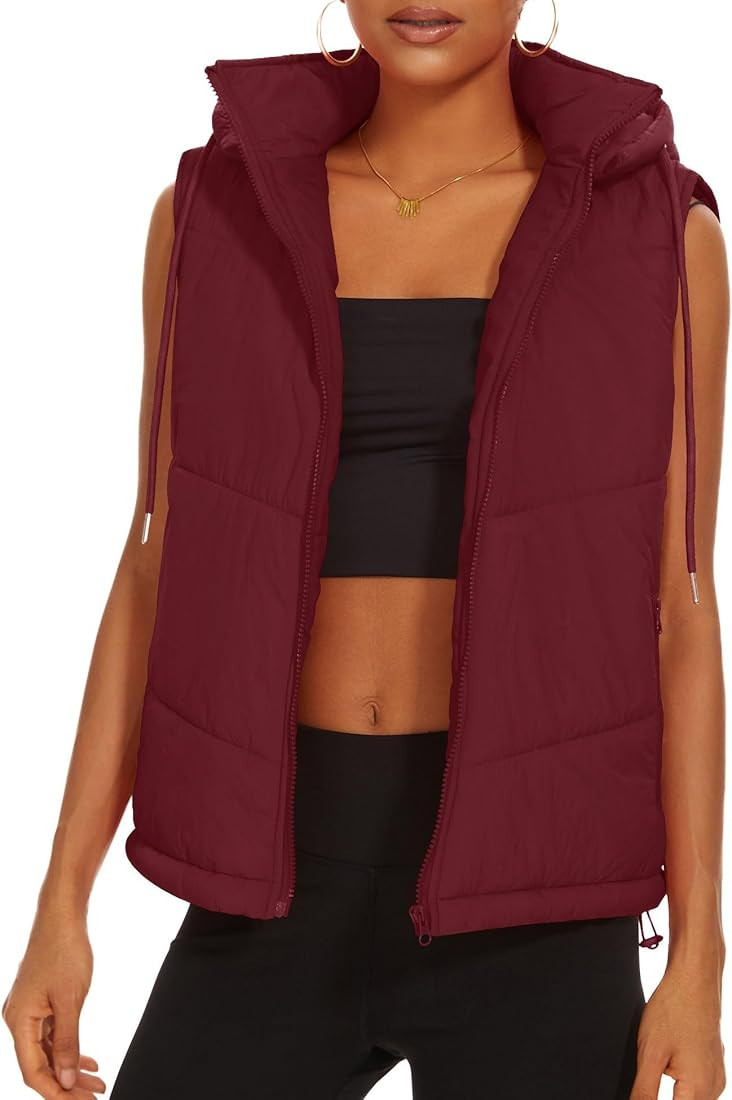 Micoson Puffer Vests for Women Winter Sleeveless Hooded Jacket Quilted Zip Up Stand Collar Gilet ... | Amazon (US)