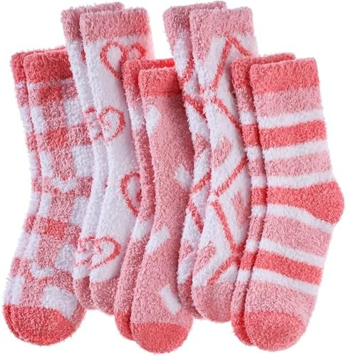 Yebing Fuzzy Socks for Women Fluffy Slipper Winter Warm Cozy Plush Sleep Heart Gift Socks | Amazon (US)