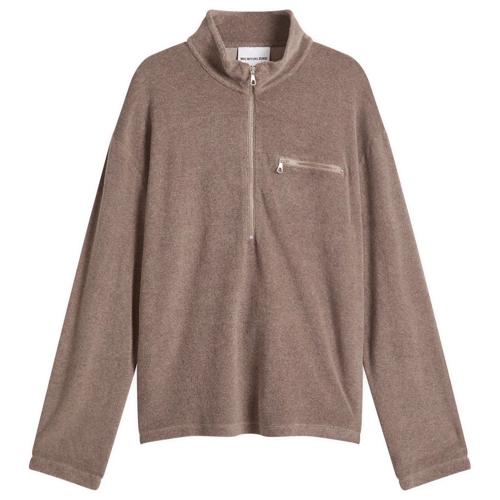 MKI Men's Towelling Quarter Zip Brown | END. Clothing