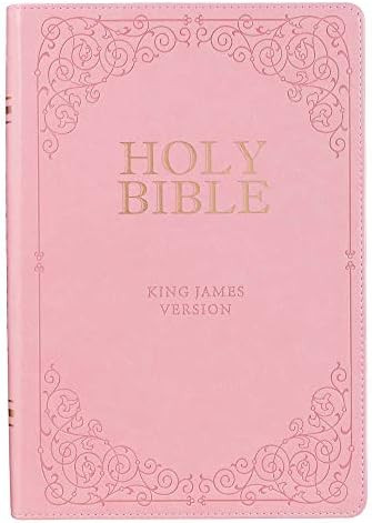 KJV Holy Bible, Giant Print Full-Size, Pink Faux Leather w/Ribbon Marker, Red Letter, Thumb Index, K | Amazon (US)