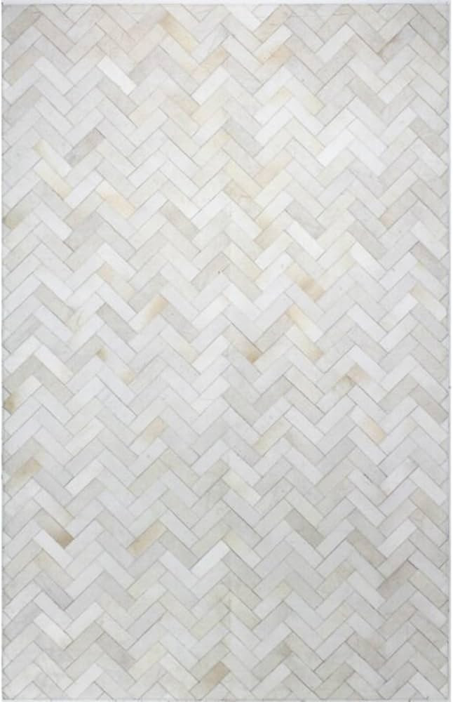 Genuine Cowhide Leather Zig Zag Area Rug, Premium Handmade Arrow Patchwork Carpet for Dining Room... | Amazon (US)