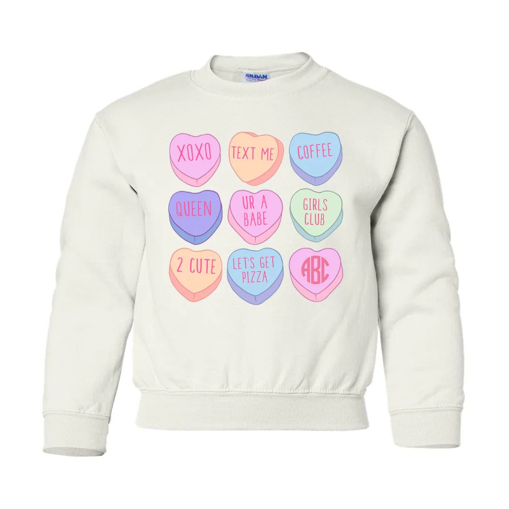 Kids Monogrammed 'Candy Hearts' Crewneck Sweatshirt | United Monograms